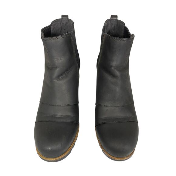 Sorel‎ Lea Joan of Arctic Wedge Ankle Boot Black Leather Pull On Womens Size 11 - Picture 4 of 9